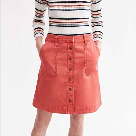 Anthropologie Pilcro & The Letterpress Orange Button Down Skirt - Picture 1 of 12